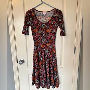 XXS LuLaRoe Multicolor Feather Nicole Dress